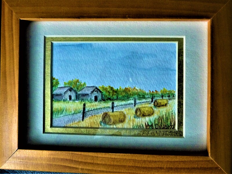 Watercolor on paper, 5"x7" framed, BESIDE THE ROAD, $55, by msmiskocreatios
msmisko@yahoo.ca