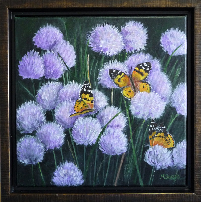 Acrylic on canvas, Framed, 14"x14",BLOSSOMS AND BUTTERFLIES #1, $200,by
msmiskocreations.com
msmisko@yahoo.ca
