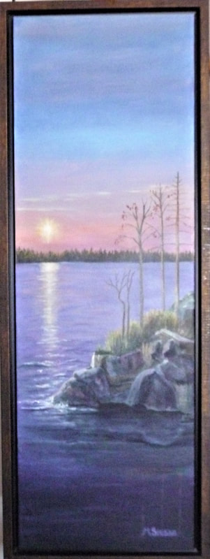 Acrylic, 38" x 14" framed, GROWING AGAINST THE ODDS, $525,by msmiskocreations.com msmisko@yahoo.ca