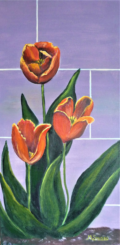 Acrylic on gallery canvas, 20"x12" unframed, TULIP TIME#1, $300, by msmiskocreations.com
msmisko@yahoo.ca