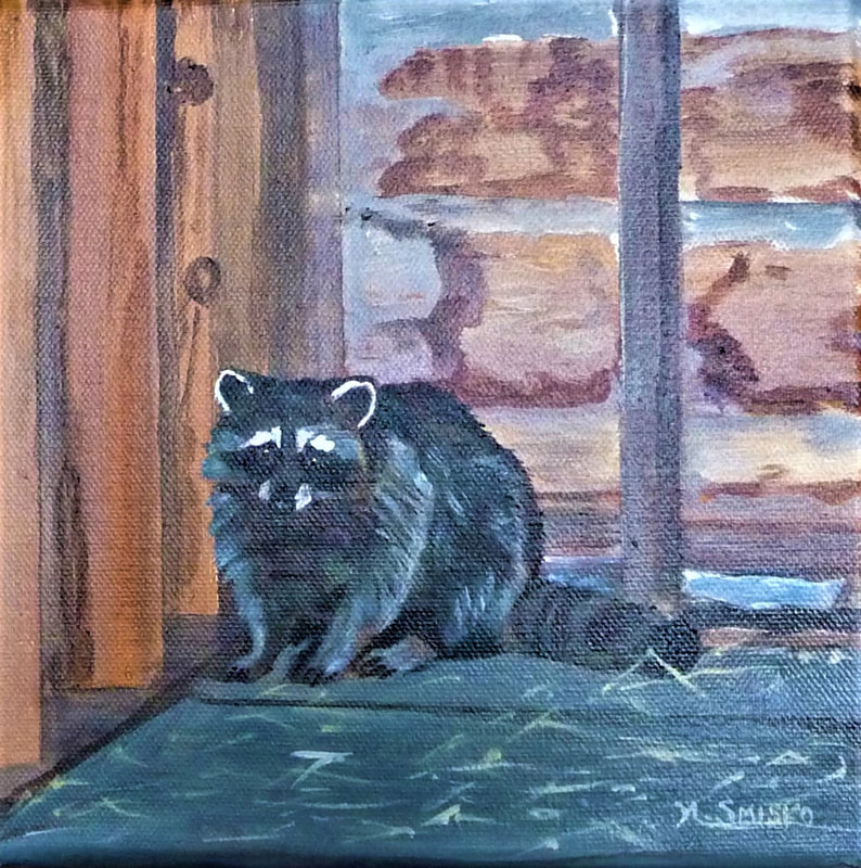Acrylic on canvas, 8"x8", unframed, THE TRESPASSER, $80, by msmiskocreations.com
msmisko@yahoo.ca