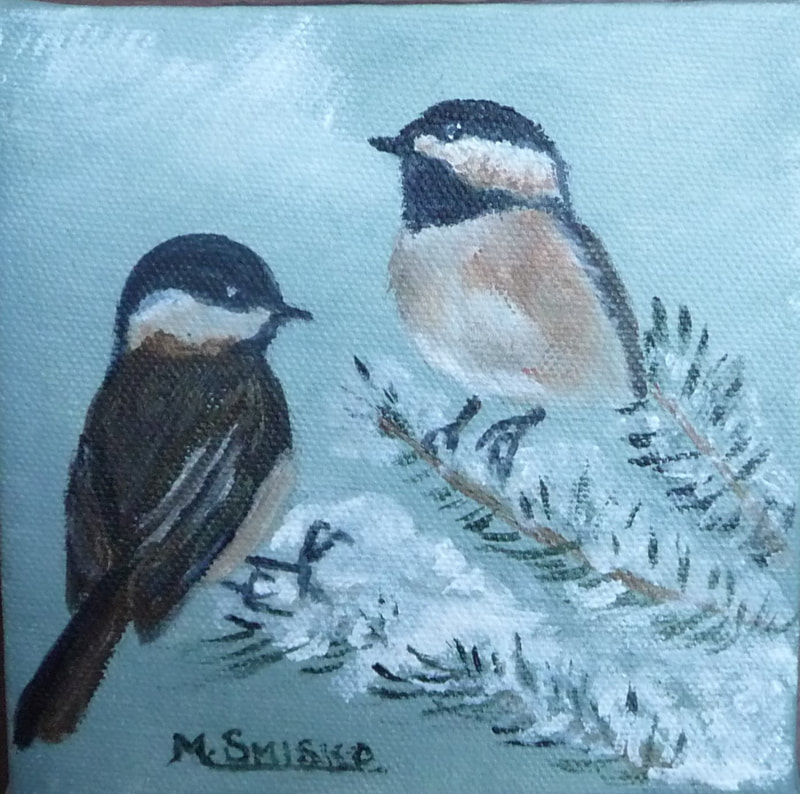 Acrylic on canvas, Unframed, 5"x5",WHAT'S FOR LUNCH?, $30,by msmiskocreations.com
msmisko@yahoo.ca